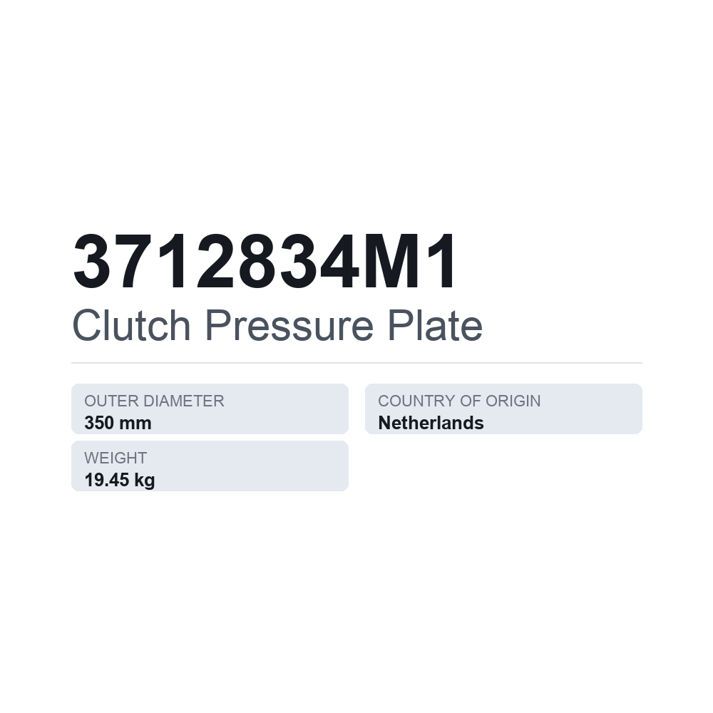 Koblingstrykplade 3712834M1 — teknisk datablad