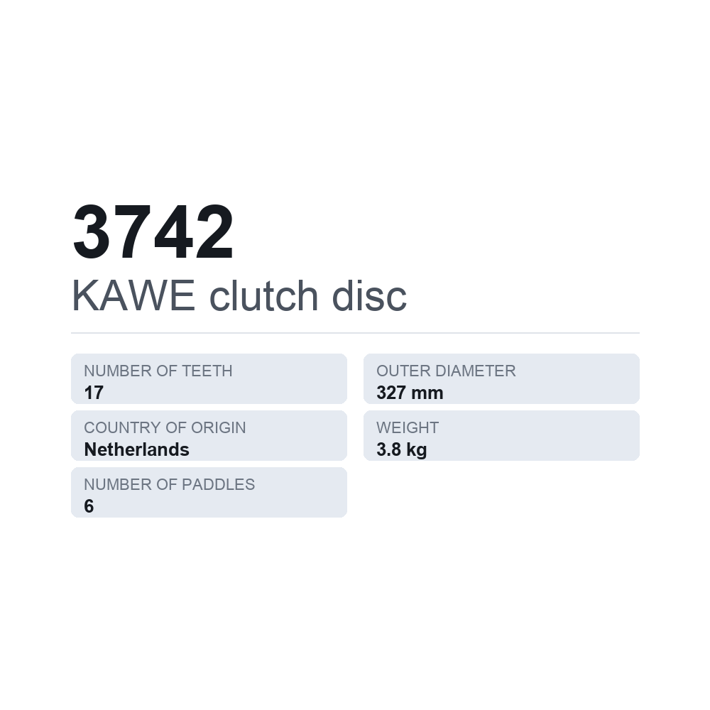 KAWE kytkinlevy 3742 — tekninen tietokortti