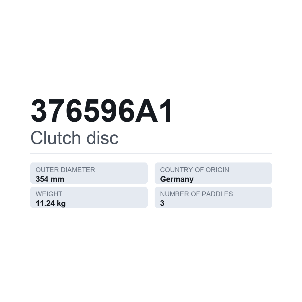 Kupplungsscheibe 376596A1 — technisches Datenblatt
