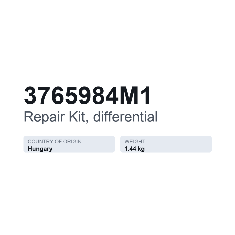 Reparatursatz, Differential 3765984M1 — technisches Datenblatt