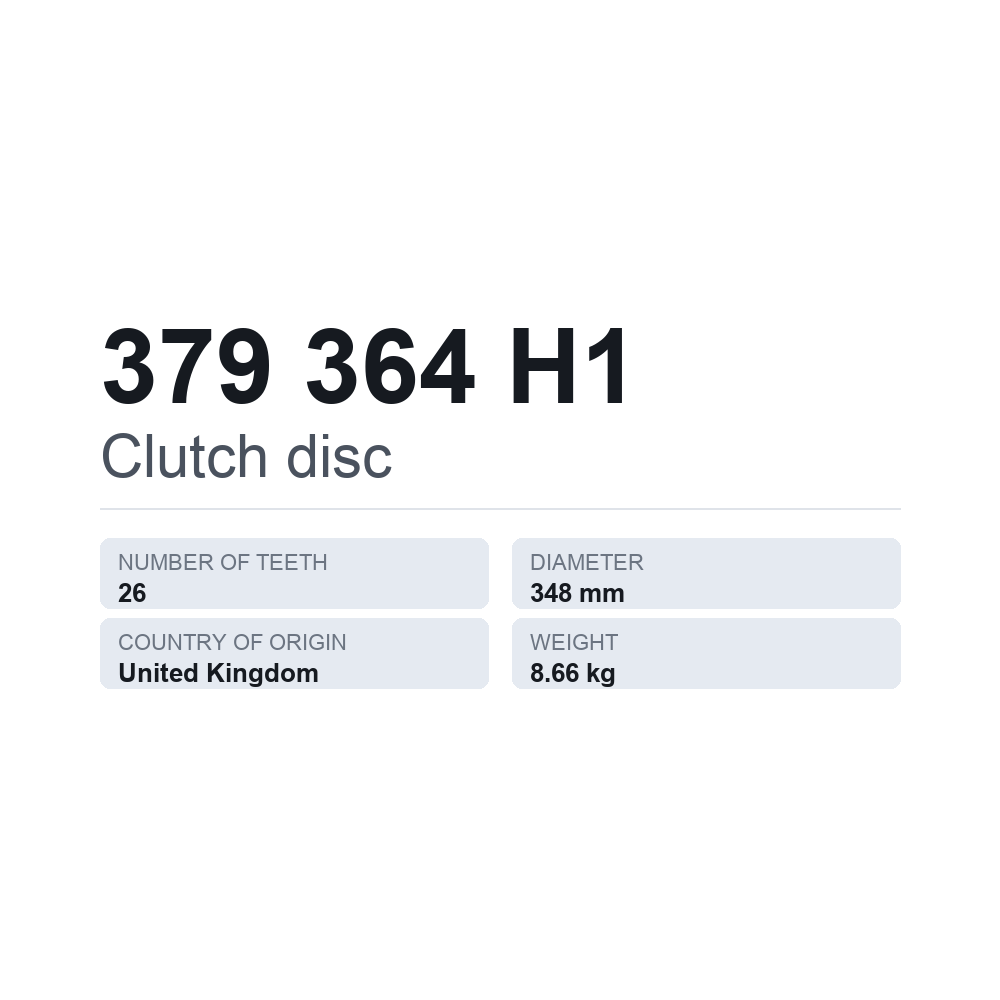 Kupplungsscheibe 379 364 H1 — technisches Datenblatt