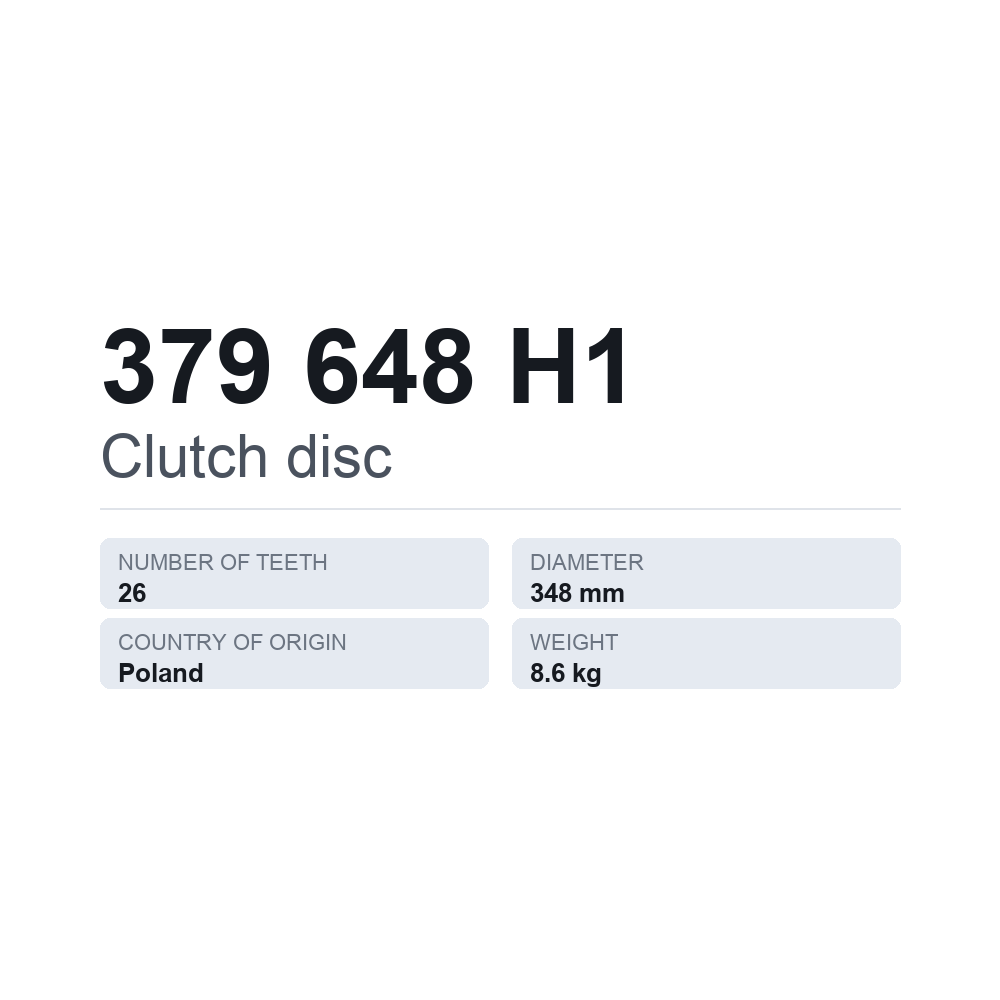 Kupplungsscheibe 379 648 H1 — technisches Datenblatt