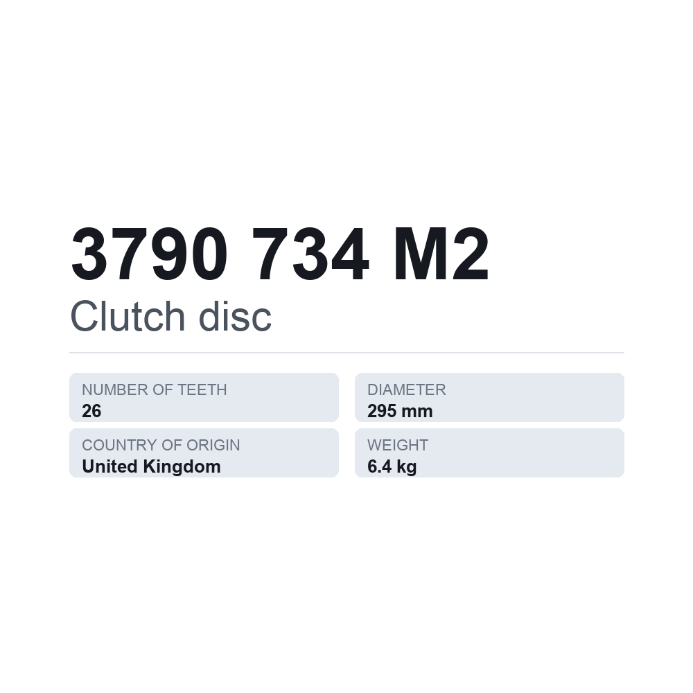 Kupplungsscheibe 3790 734 M2 — technisches Datenblatt