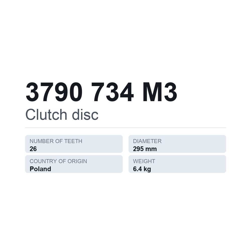 Kupplungsscheibe 3790 734 M3 — technisches Datenblatt