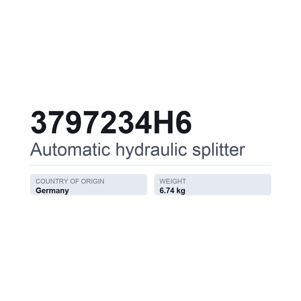 Hydraulisk styrventil, automatisk 3797234H6 — tekniskt datablad