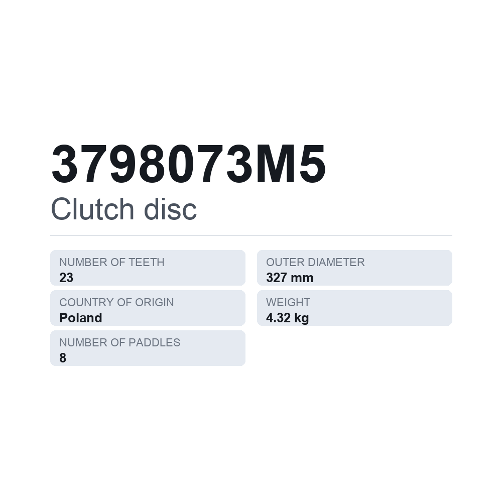 Kupplungsscheibe 3798073M5 — technisches Datenblatt