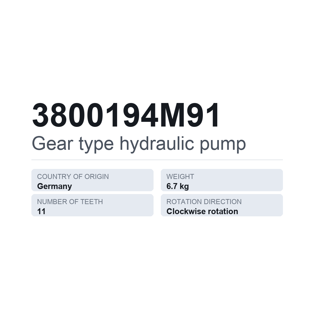 Hydraulische Zahnradpumpe 3800194M91 — technisches Datenblatt