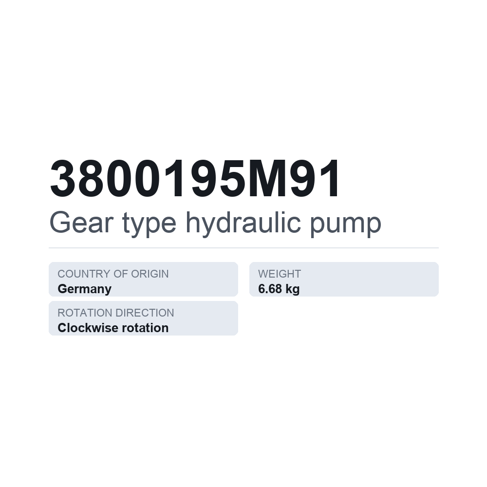 Hydraulische Zahnradpumpe 3800195M91 — technisches Datenblatt