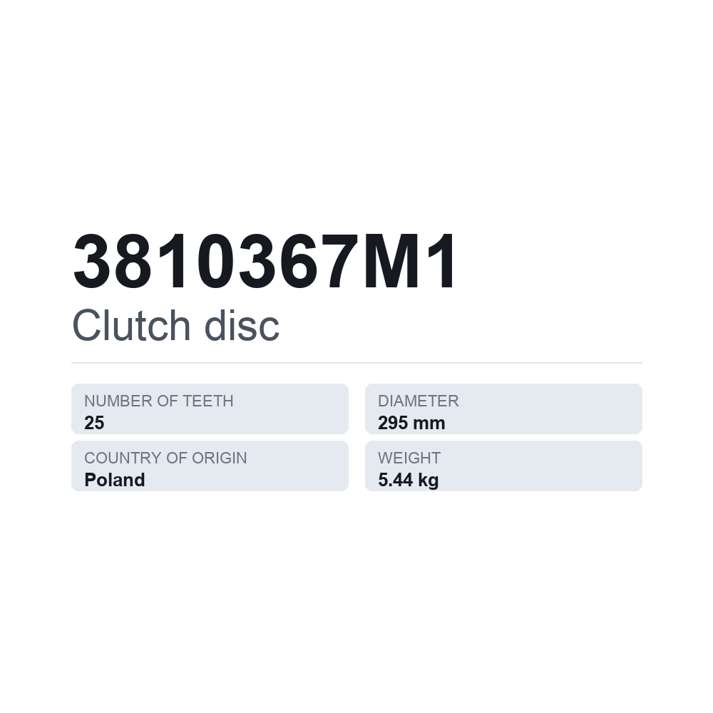 Kupplungsscheibe 3810367M1 — technisches Datenblatt