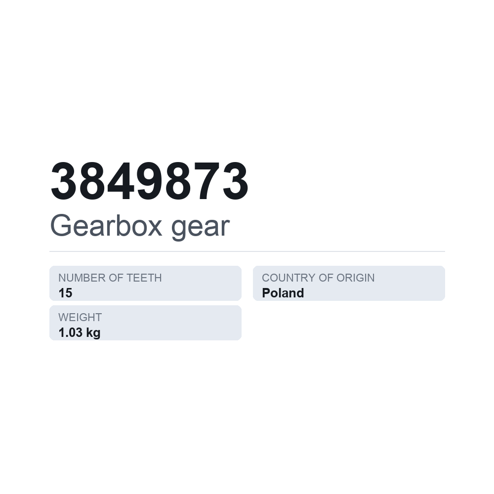 Getriebezahnrad 3849873 — technisches Datenblatt