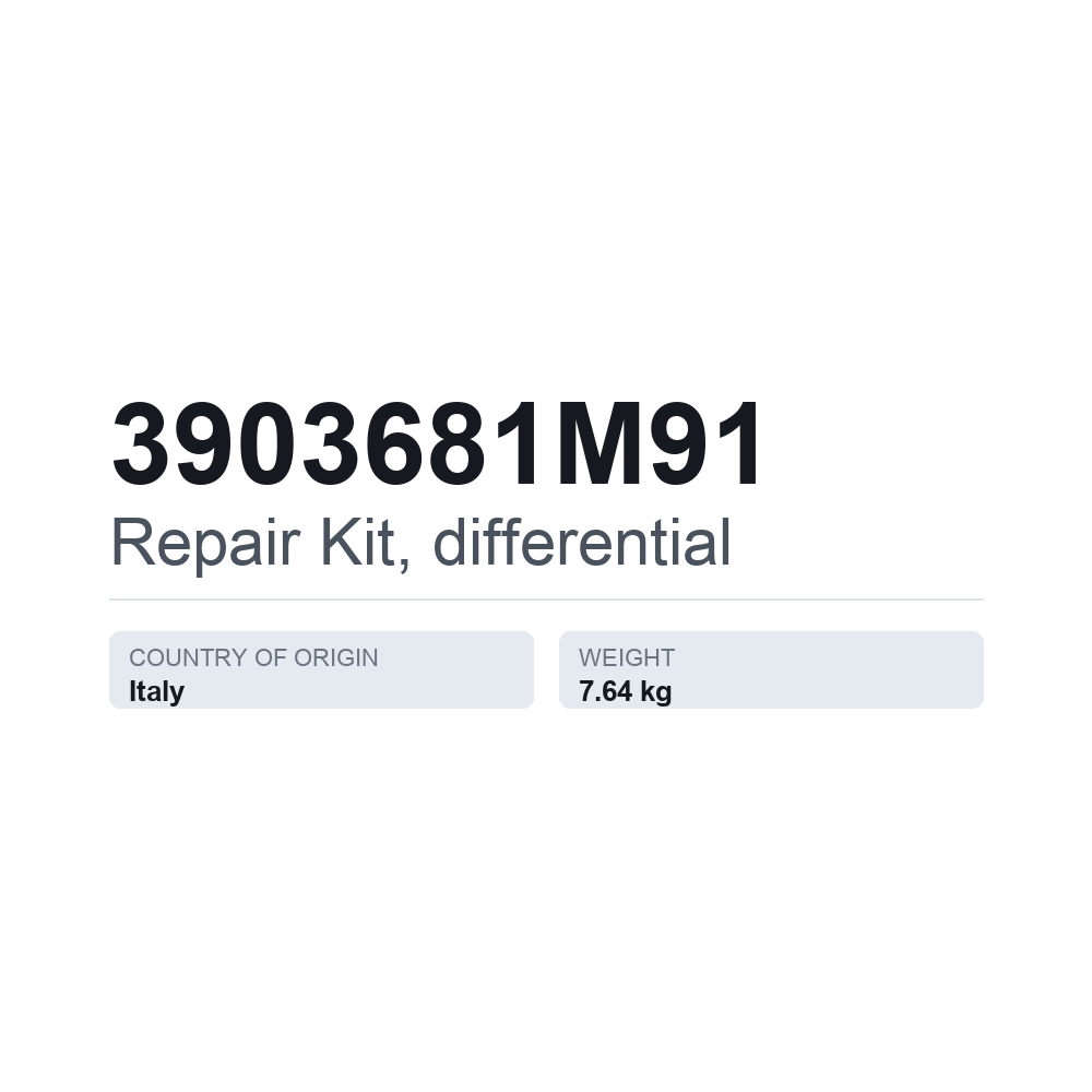 Reparatursatz, Differential 3903681M91 — technisches Datenblatt