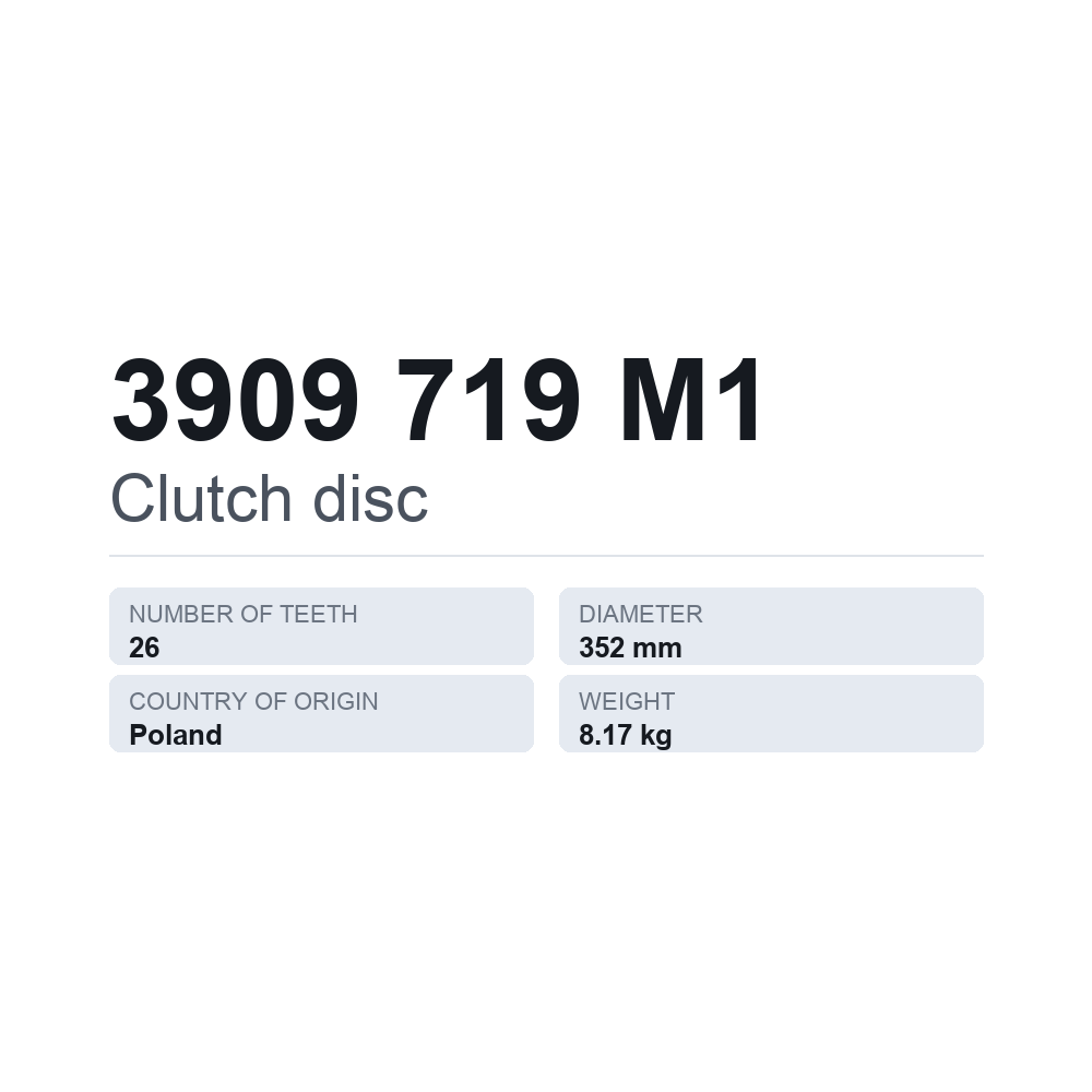 Kupplungsscheibe 3909 719 M1 — technisches Datenblatt