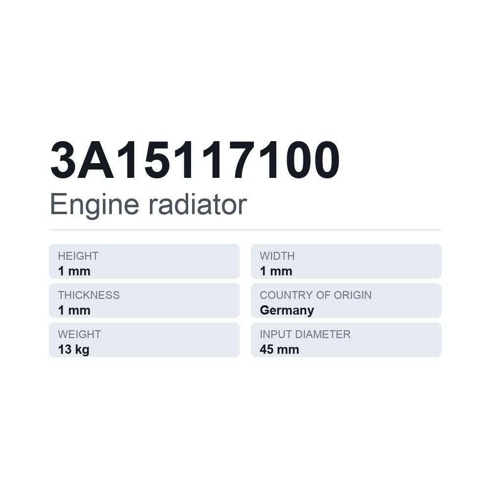 Motorkühler 3A15117100 — technisches Datenblatt
