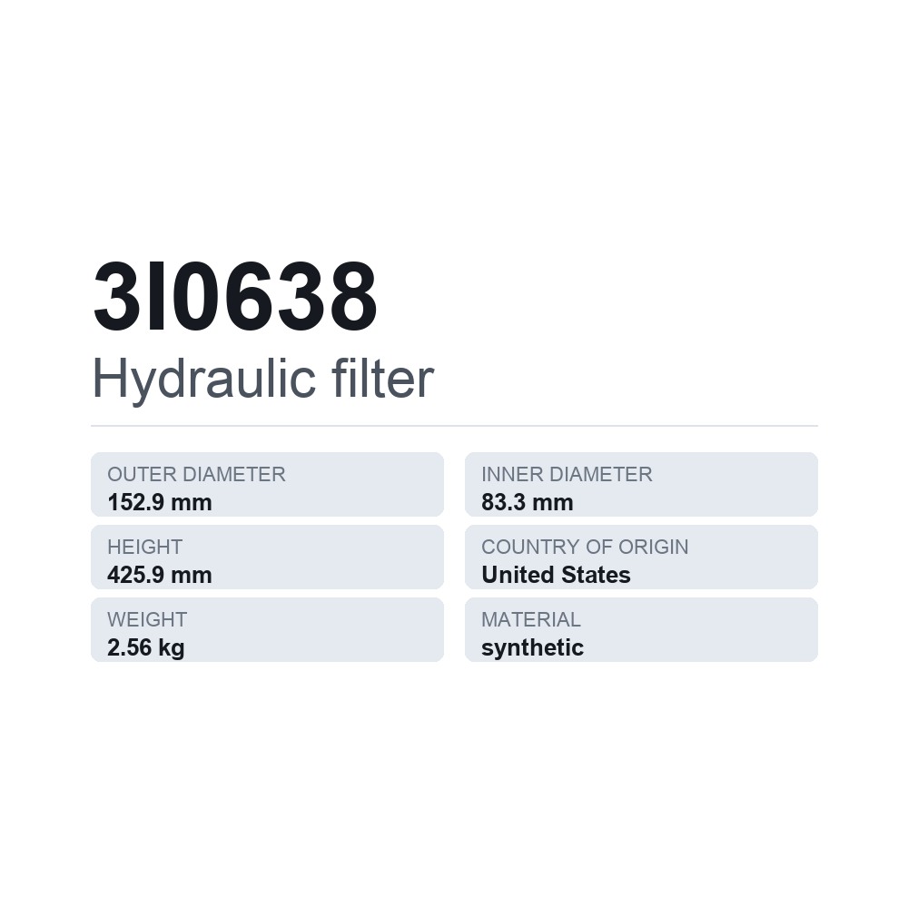 Hydraulikfilter 3I0638 — teknisk datablad
