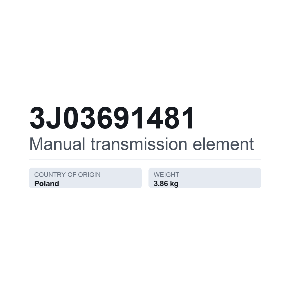 Schaltgetriebeelement 3J03691481 — technisches Datenblatt