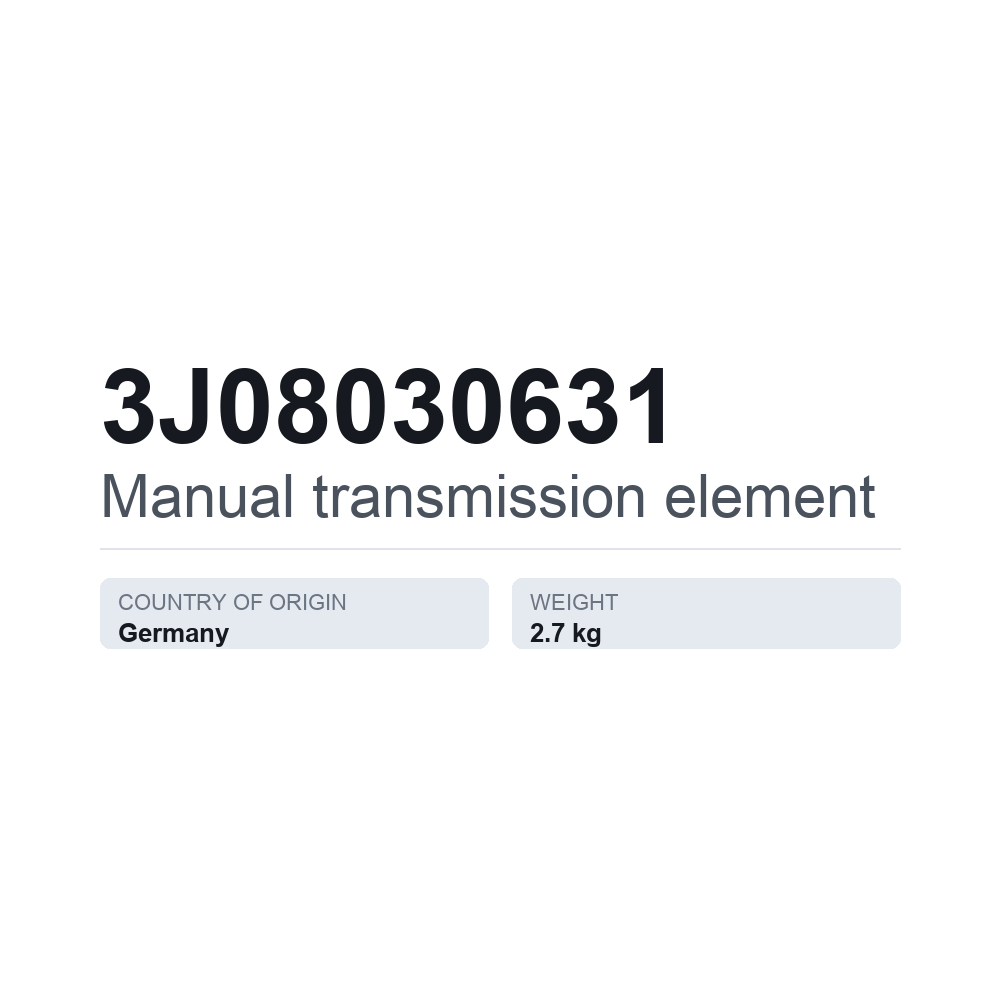 Schaltgetriebeelement 3J08030631 — technisches Datenblatt