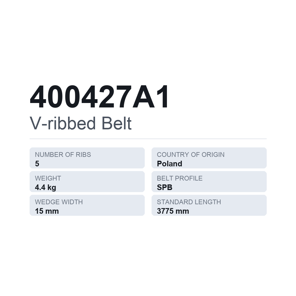 Flerspårsrem 400427A1 — tekniskt datablad