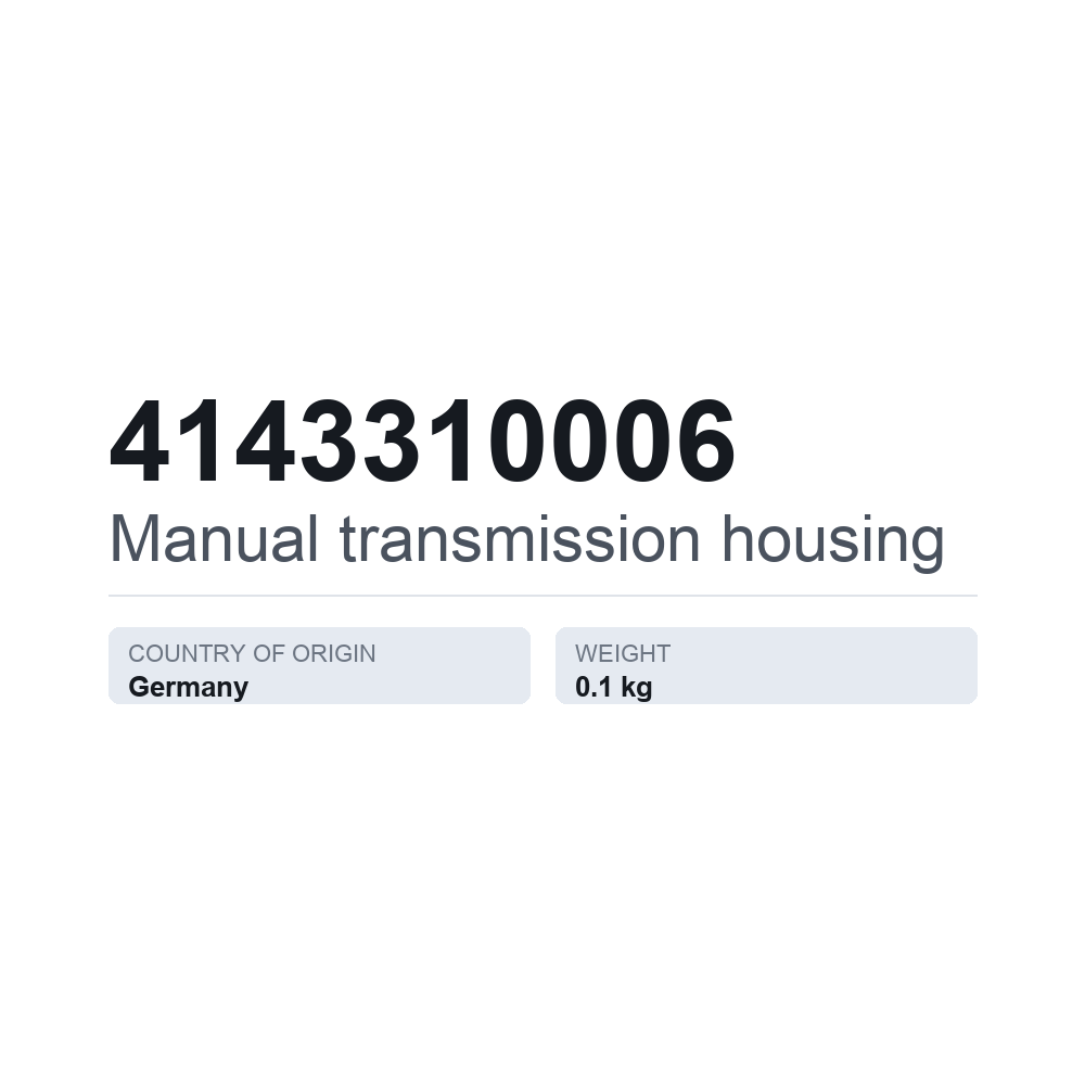 Schaltgetriebegehäuse 4143310006 — technisches Datenblatt