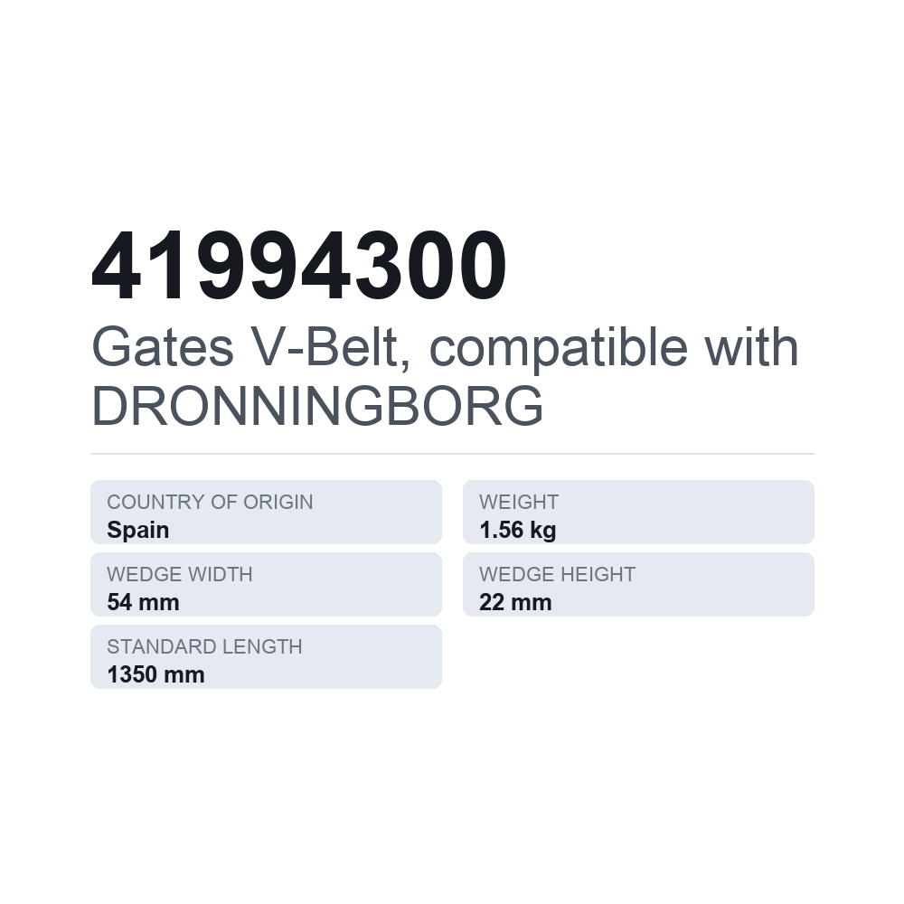 Gates V formos diržas, tinka DRONNINGBORG 41994300 — techninių duomenų kortelė