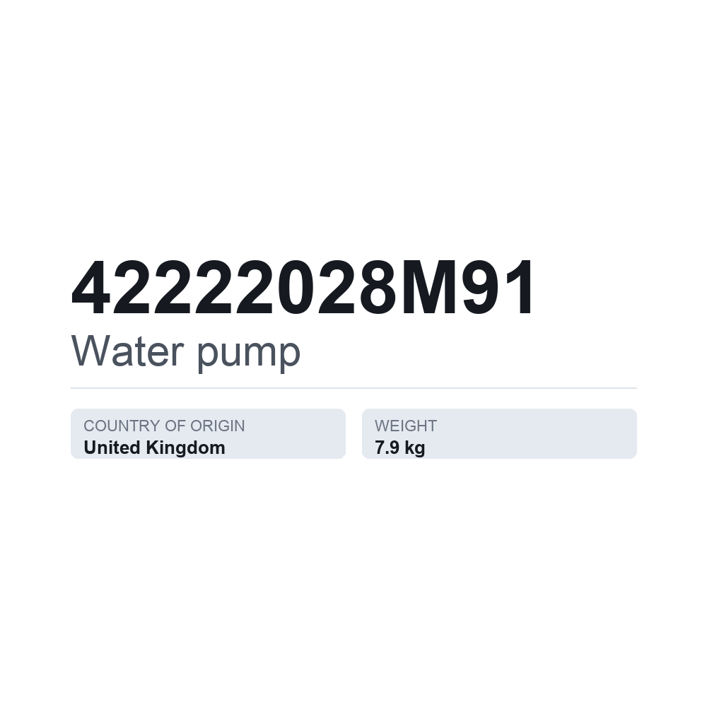 Wasserpumpe 42222028M91 — technisches Datenblatt