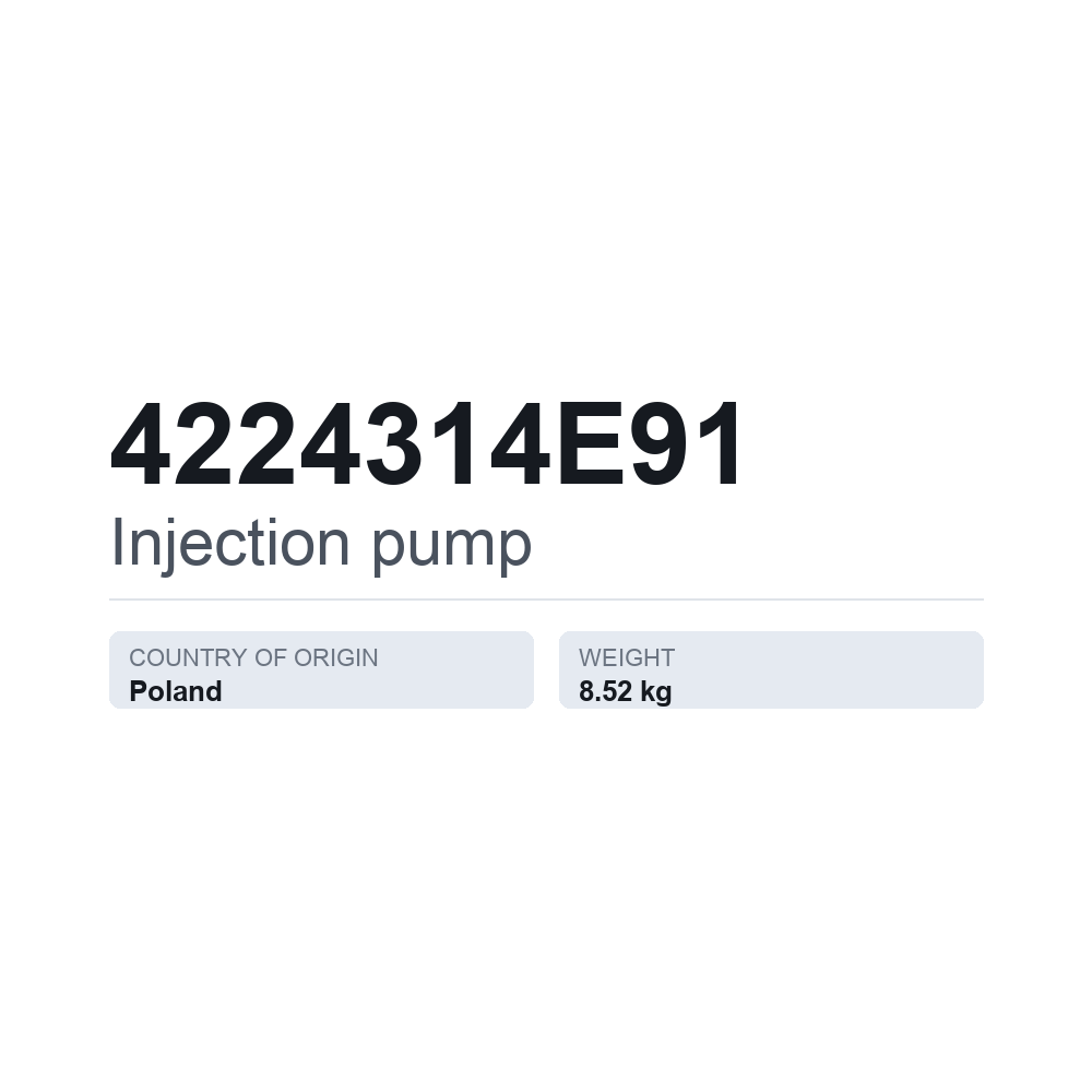 Insprutningspump 4224314E91 — tekniskt datablad
