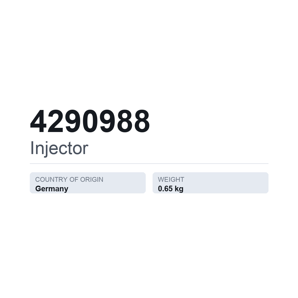 Indsprøjtningsdyse 4290988 — teknisk datablad