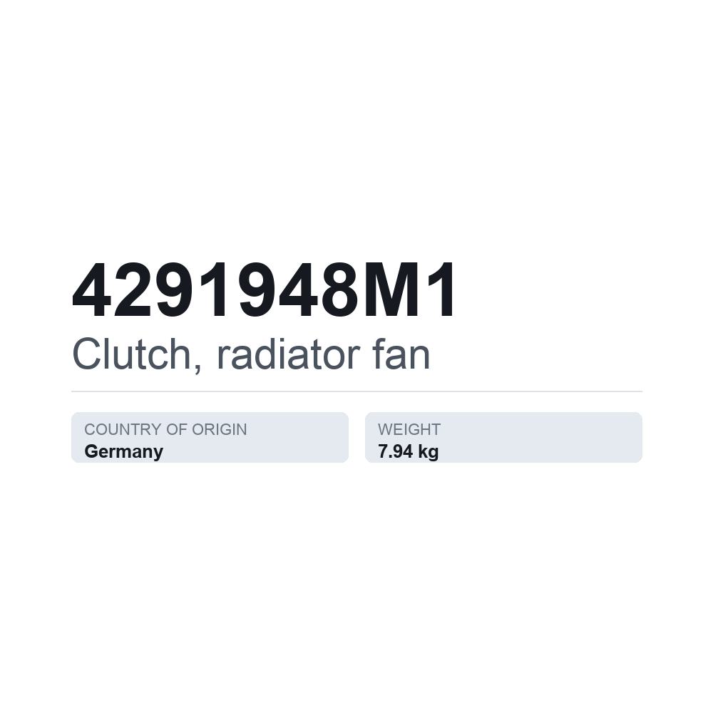 Kobling, køleventilator 4291948M1 — teknisk datablad