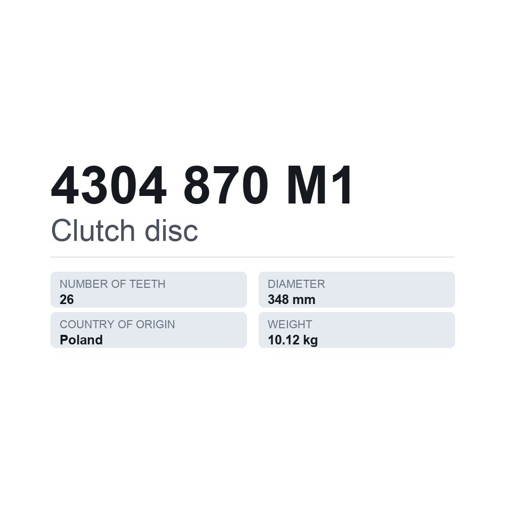 Kupplungsscheibe 4304 870 M1 — technisches Datenblatt