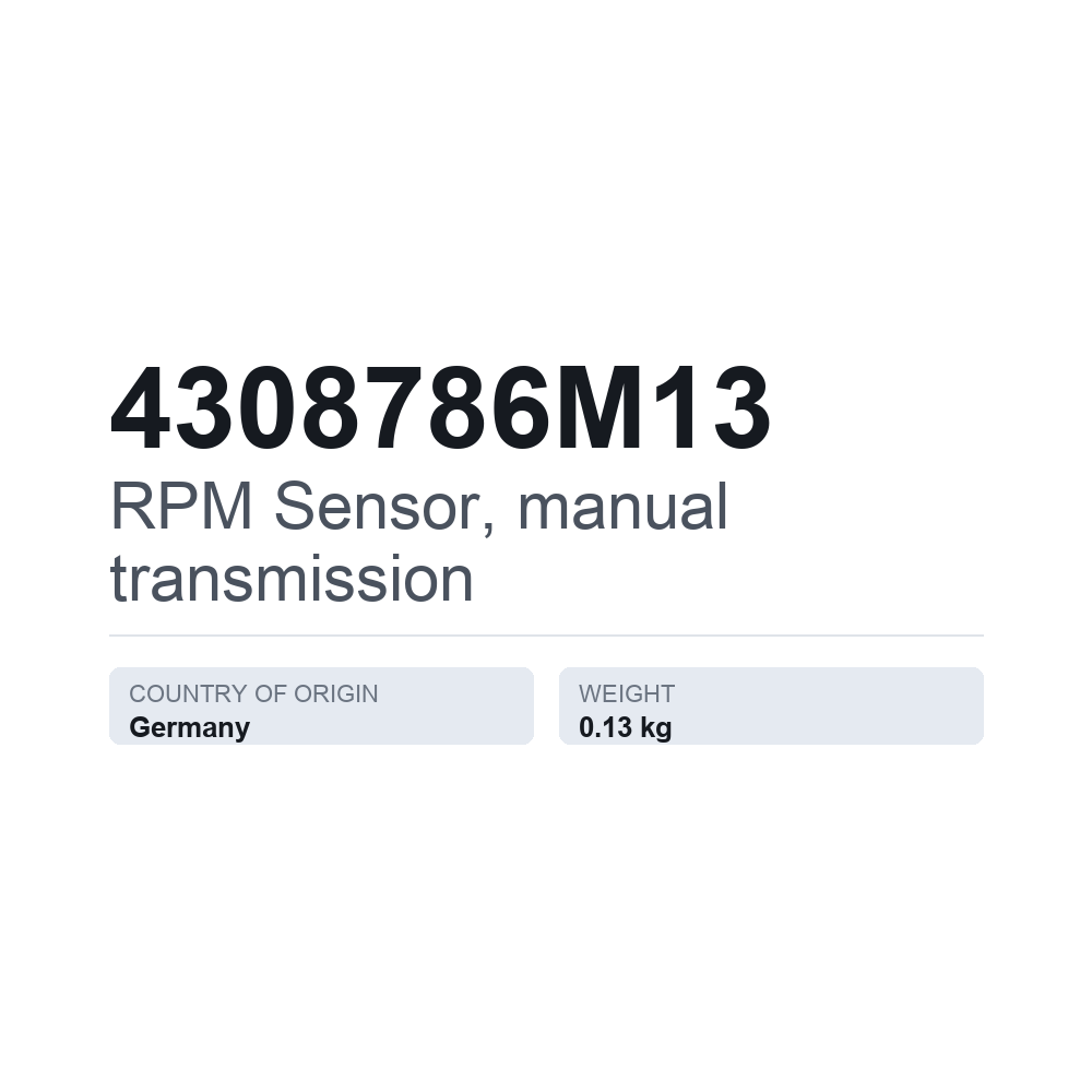 Drehzahlsensor, Schaltgetriebe 4308786M13 — technisches Datenblatt
