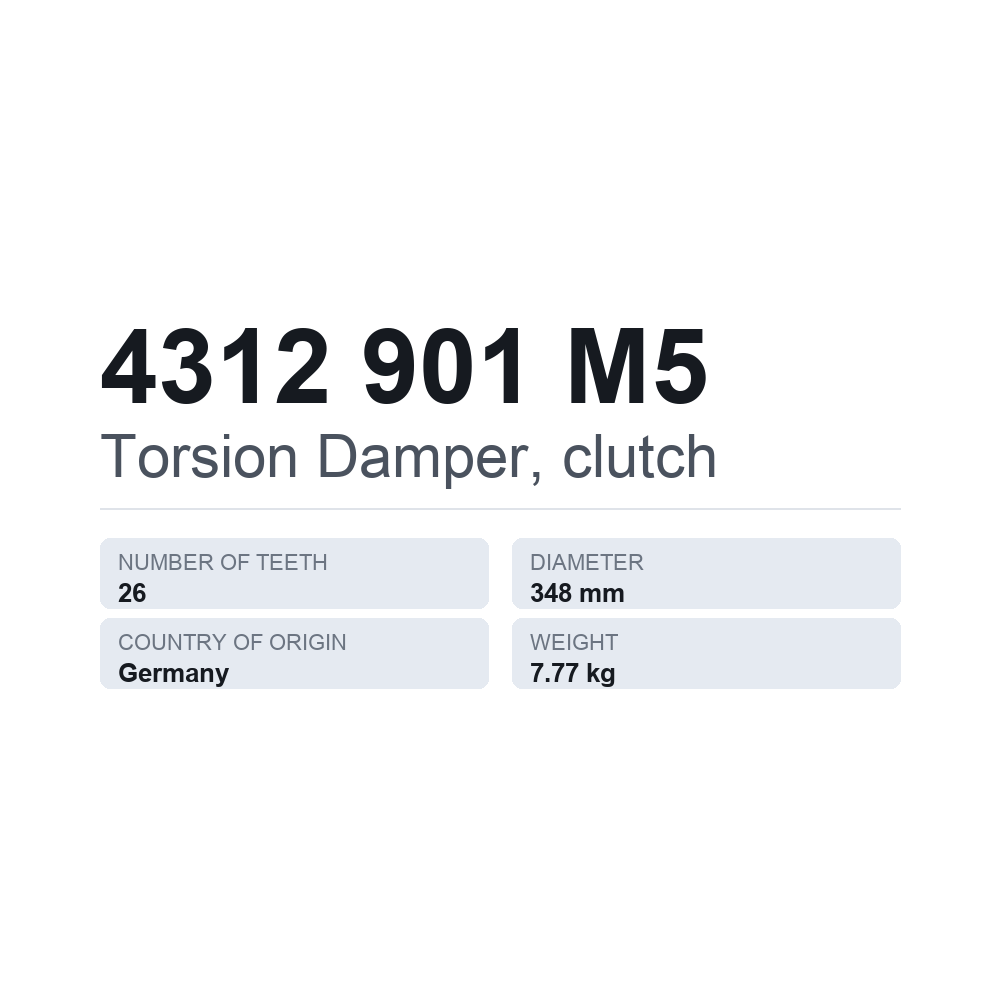 Torsionsdämpfer, Kupplung 4312 901 M5 — technisches Datenblatt
