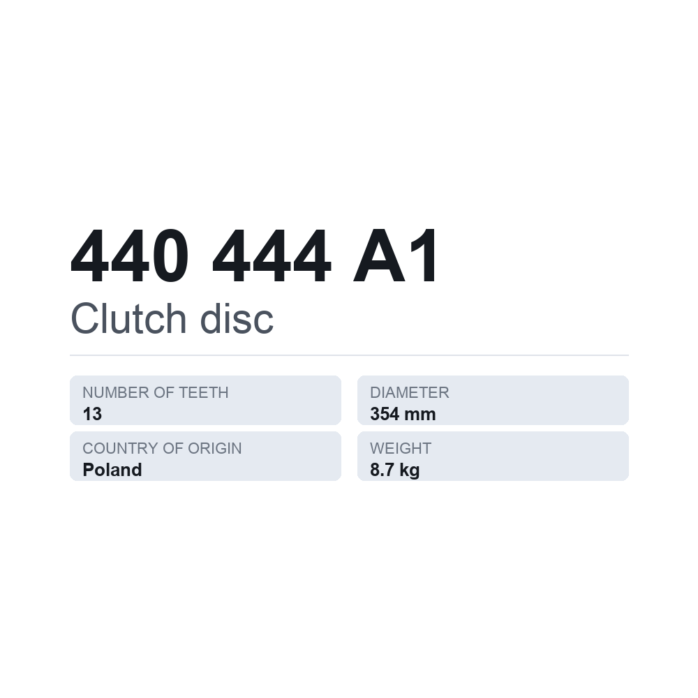 Kupplungsscheibe 440 444 A1 — technisches Datenblatt
