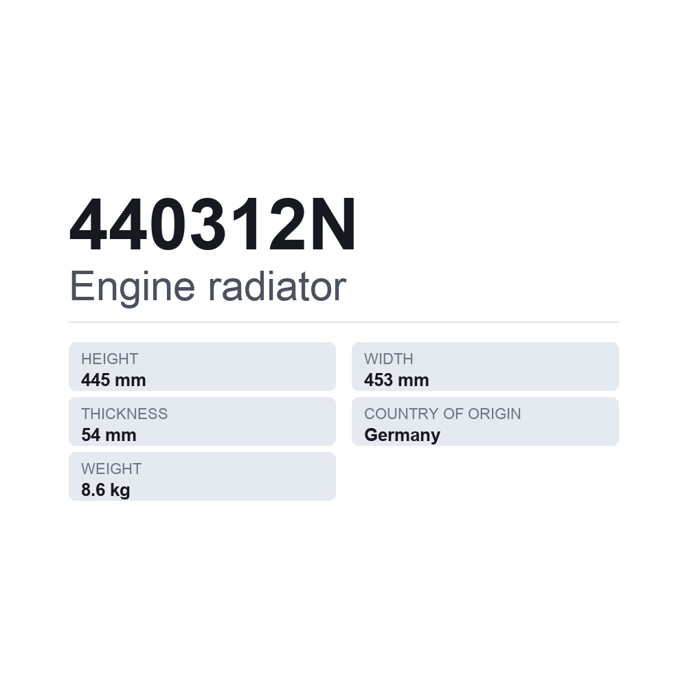 Motorkühler 440312N — technisches Datenblatt