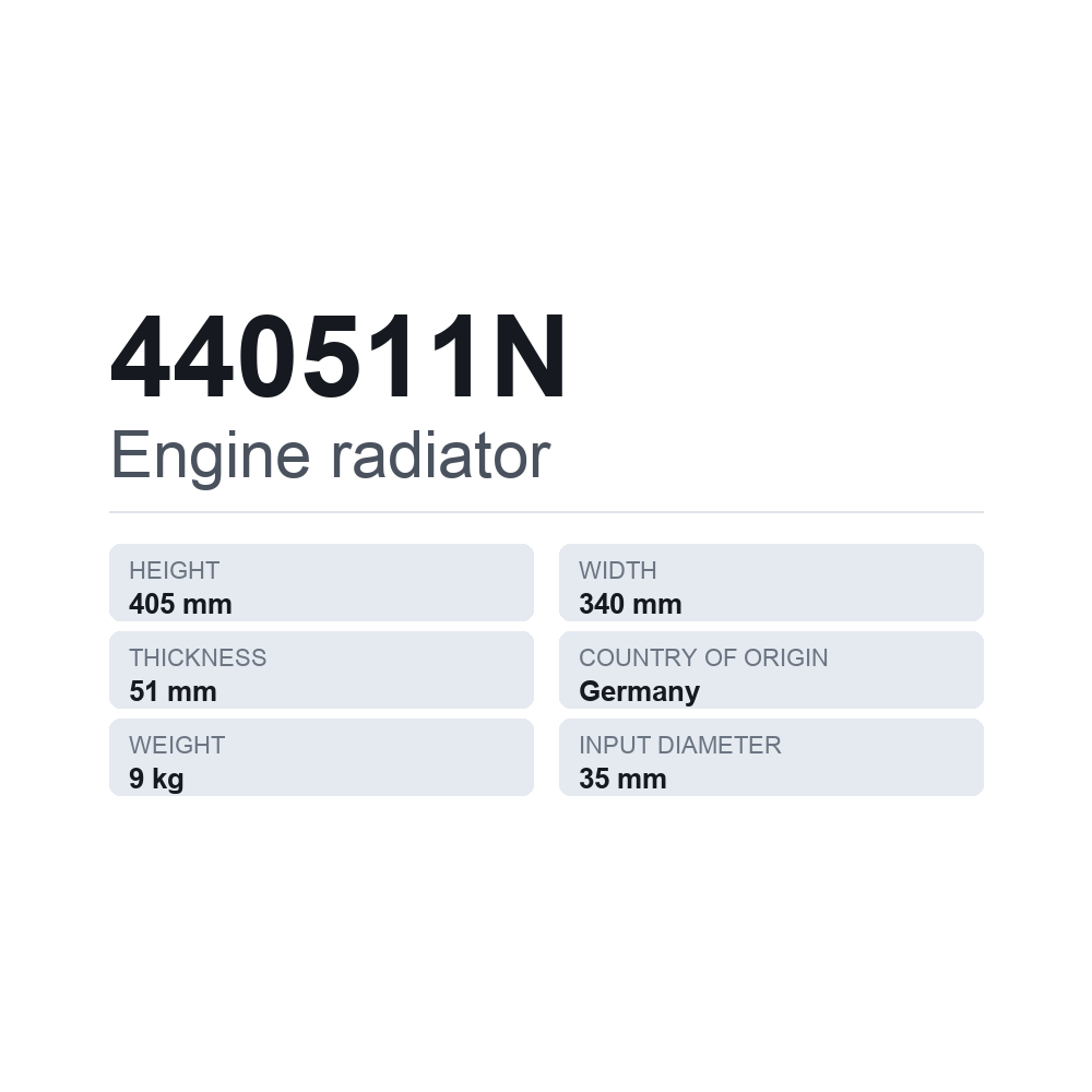 Motorkühler 440511N — technisches Datenblatt