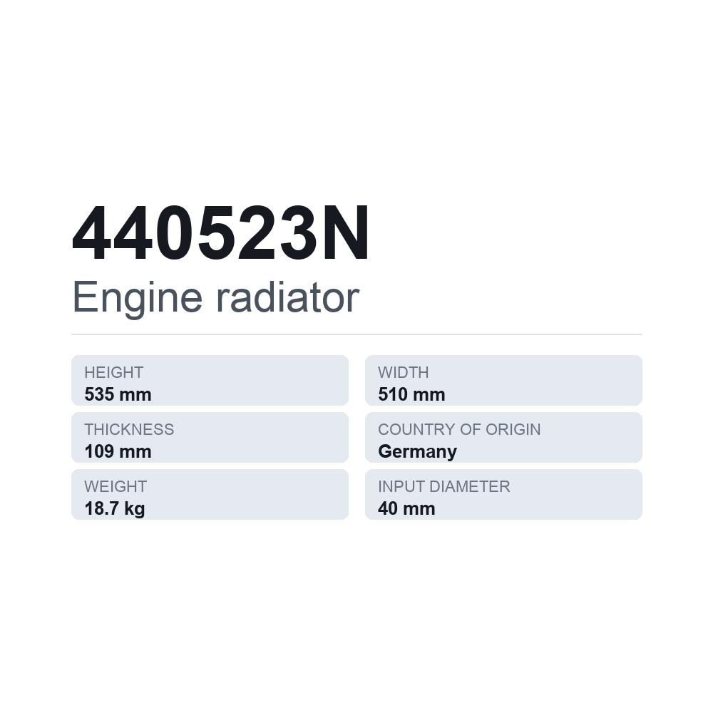 Motorkühler 440523N — technisches Datenblatt