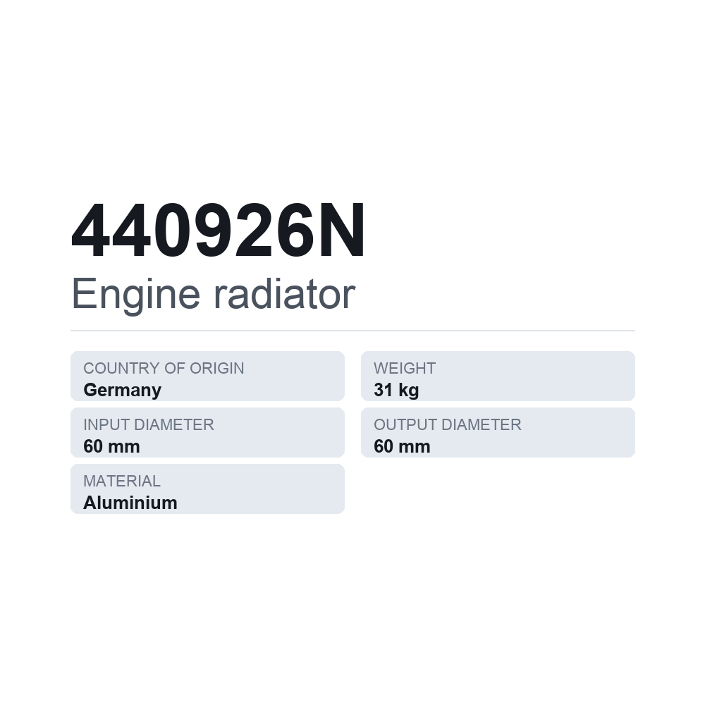 Motorkühler 440926N — technisches Datenblatt