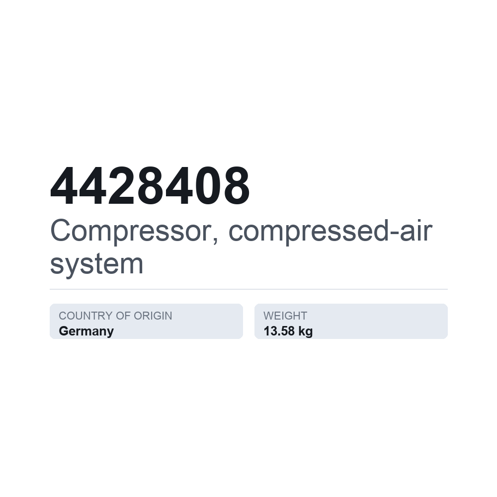 Kompressor, Druckluftanlage 4428408 — technisches Datenblatt