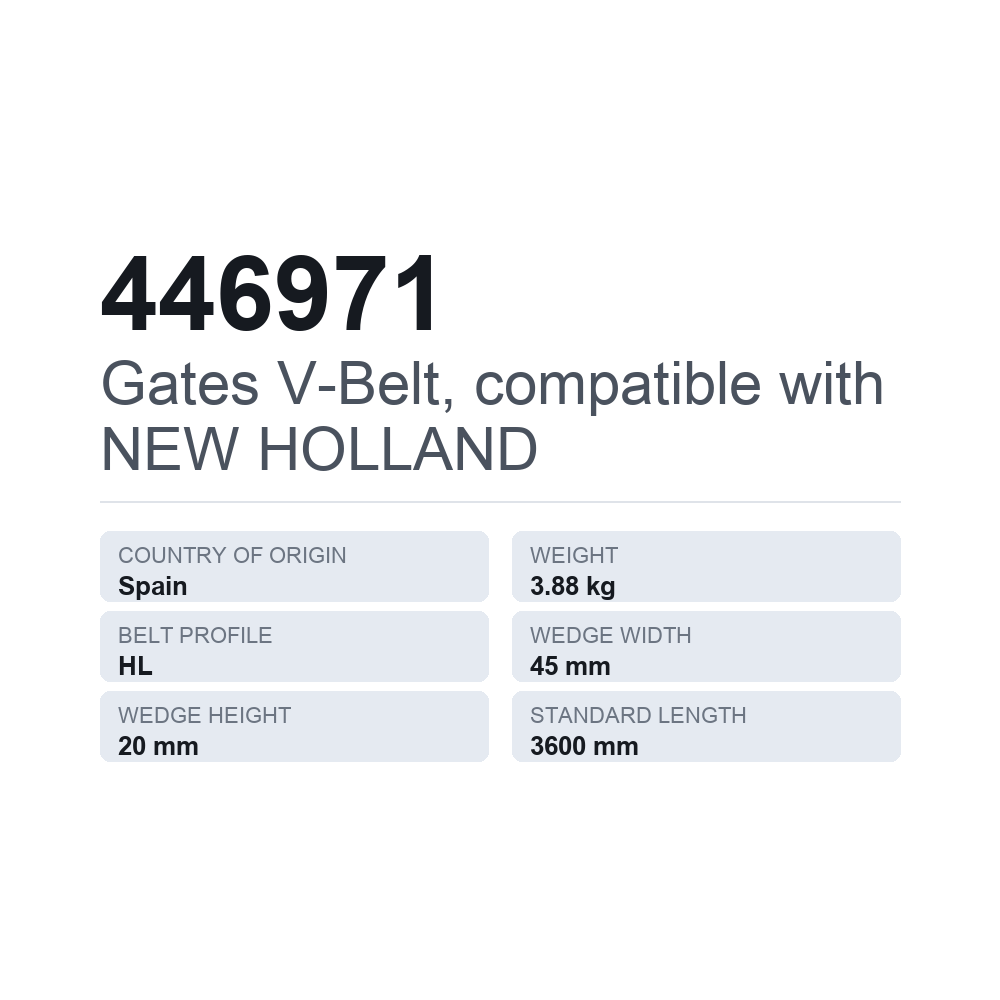 Gates kiilahihna, sopii NEW HOLLAND 446971 — tekninen tietokortti