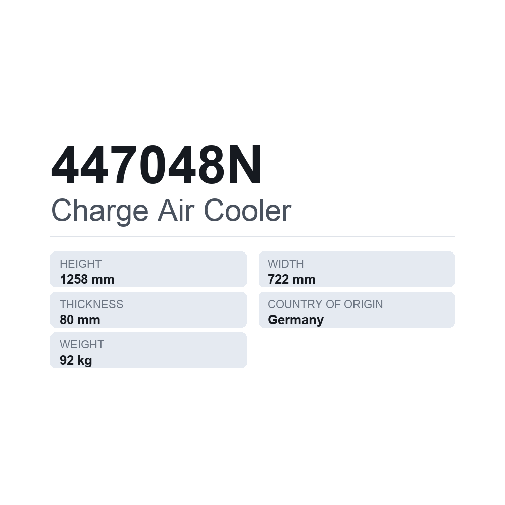 Laddluftkylare 447048N — tekniskt datablad