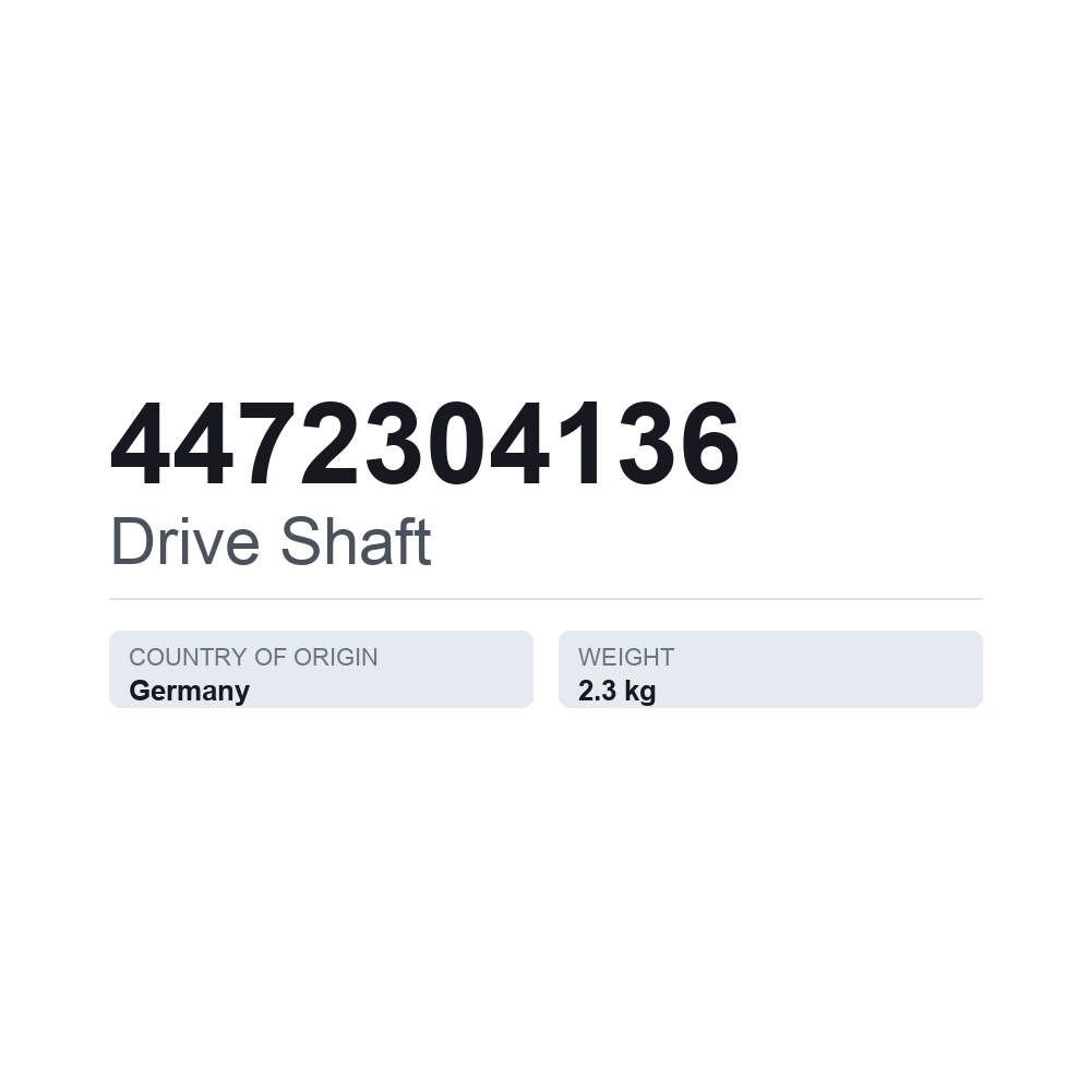 Drivaksel 4472304136 — teknisk datablad