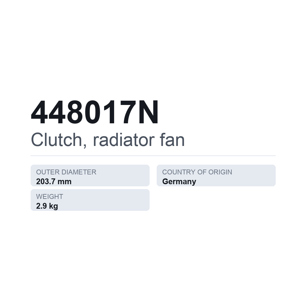Jäähdyttimen puhaltimen kytkin 448017N — tekninen tietokortti