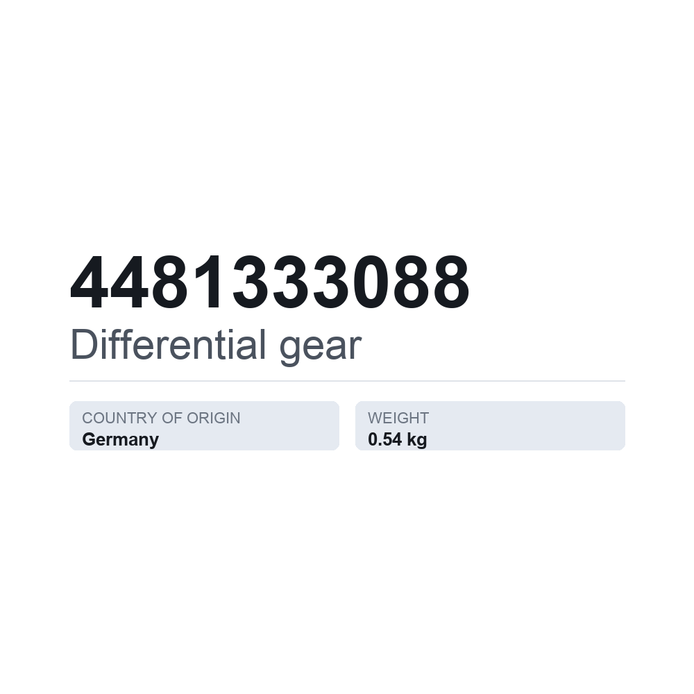 Kugghjul, differential 4481333088 — tekniskt datablad