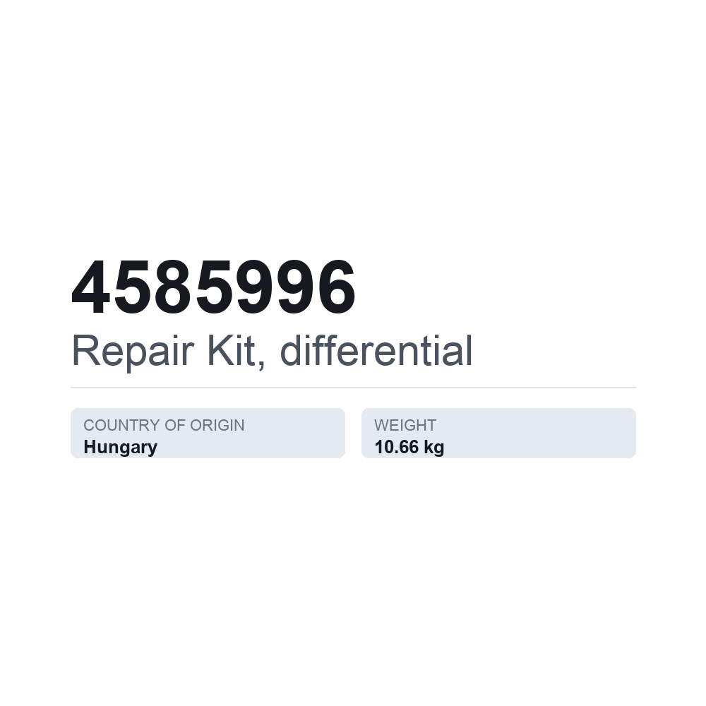 Reparatursatz, Differential 4585996 — technisches Datenblatt
