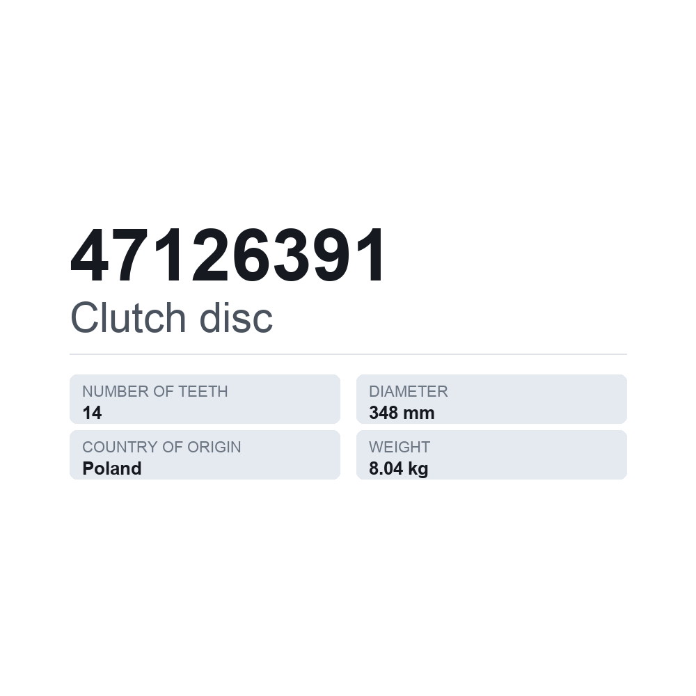 Kupplungsscheibe 47126391 — technisches Datenblatt