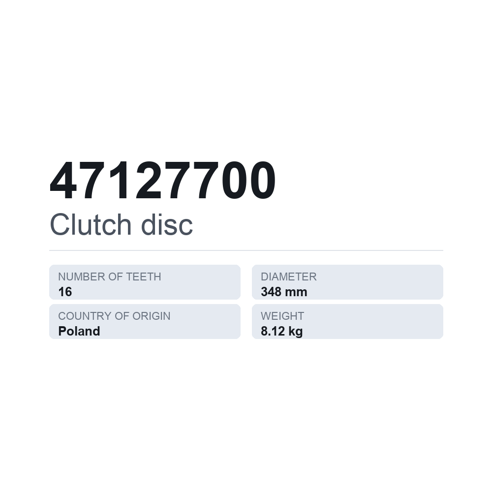 Kupplungsscheibe 47127700 — technisches Datenblatt