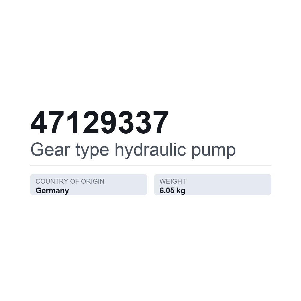 Hydraulische Zahnradpumpe 47129337 — technisches Datenblatt