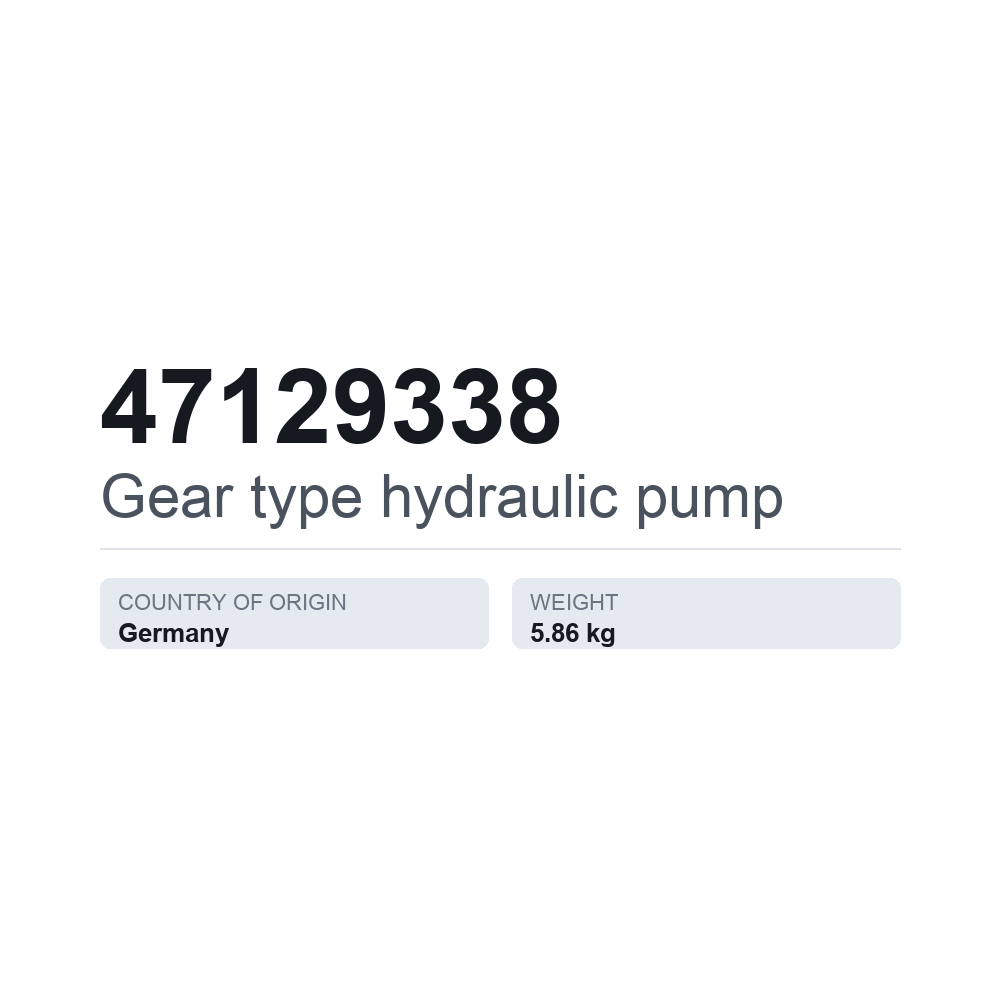 Hydraulische Zahnradpumpe 47129338 — technisches Datenblatt