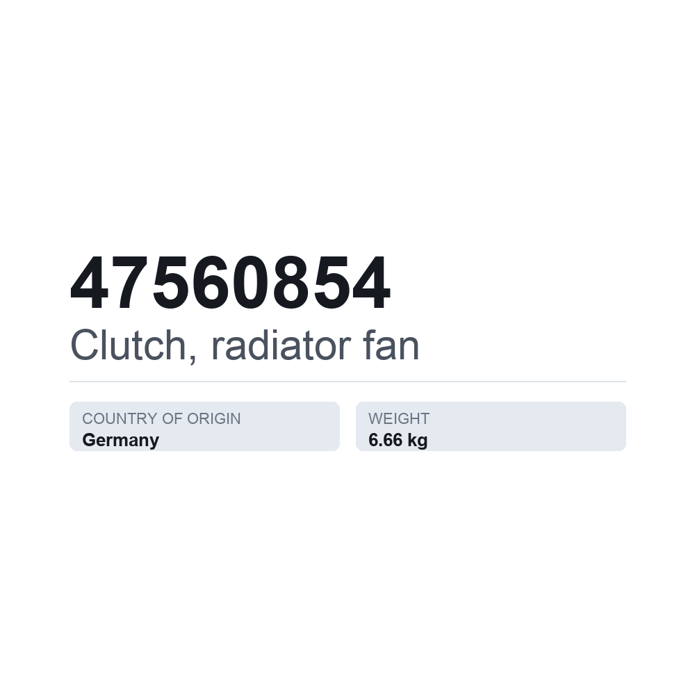 Jäähdyttimen puhaltimen kytkin 47560854 — tekninen tietokortti