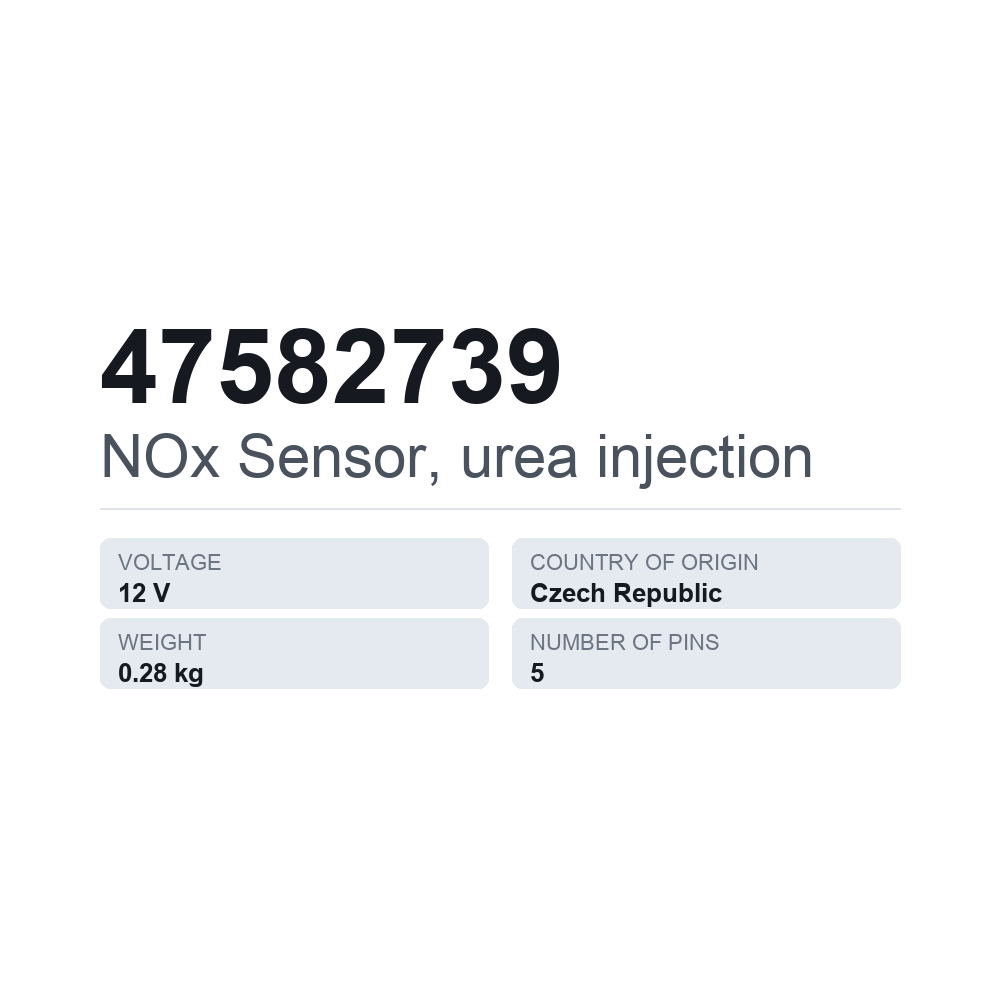NOx-Sensor, Harnstoffeinspritzung 47582739 — technisches Datenblatt