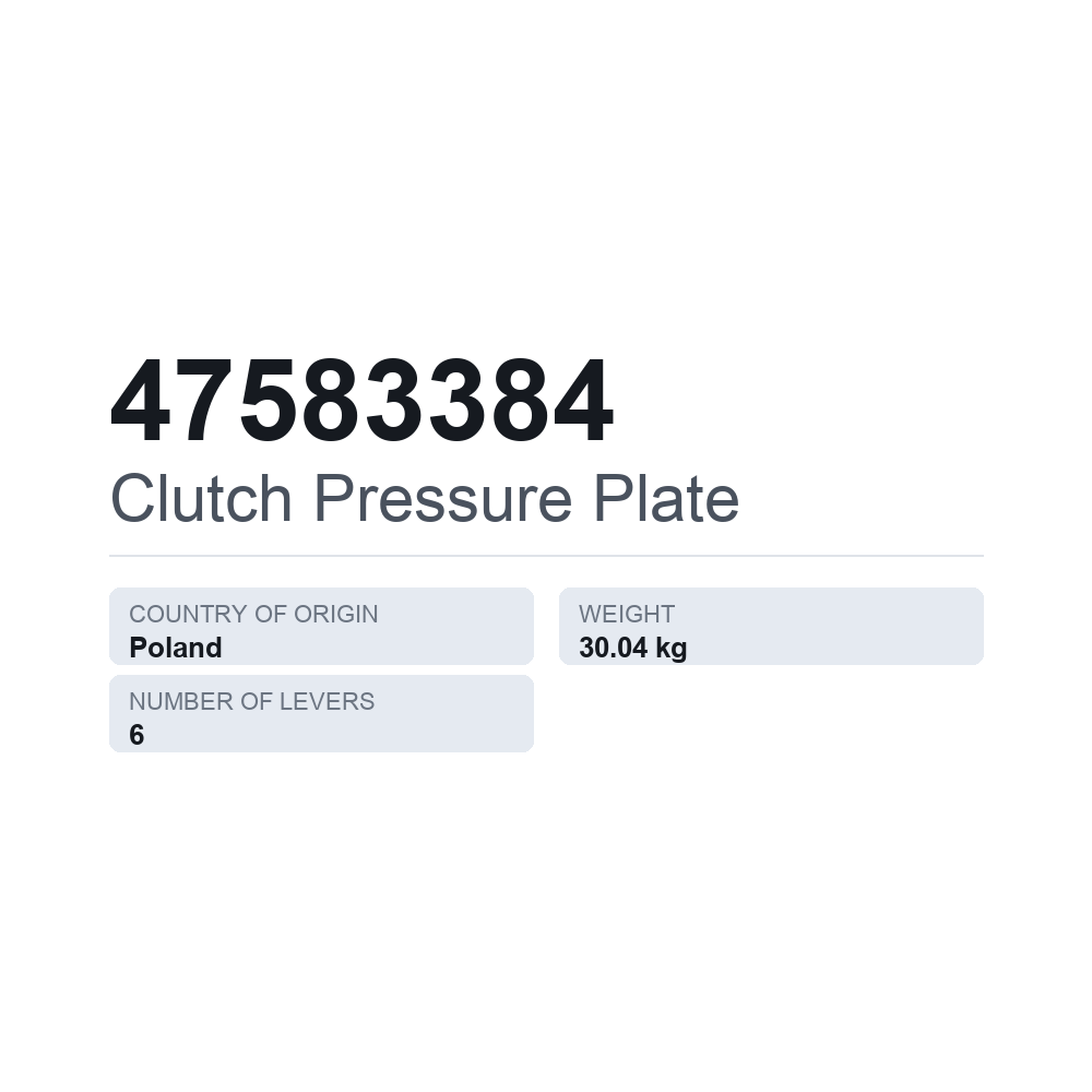 Kupplungsdruckplatte 47583384 — technisches Datenblatt