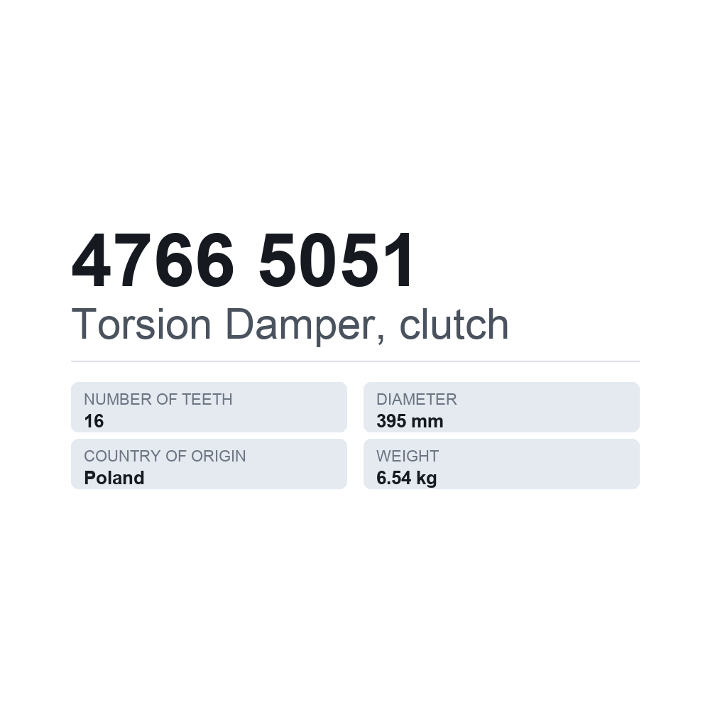 Torsionsdämpfer, Kupplung 4766 5051 — technisches Datenblatt